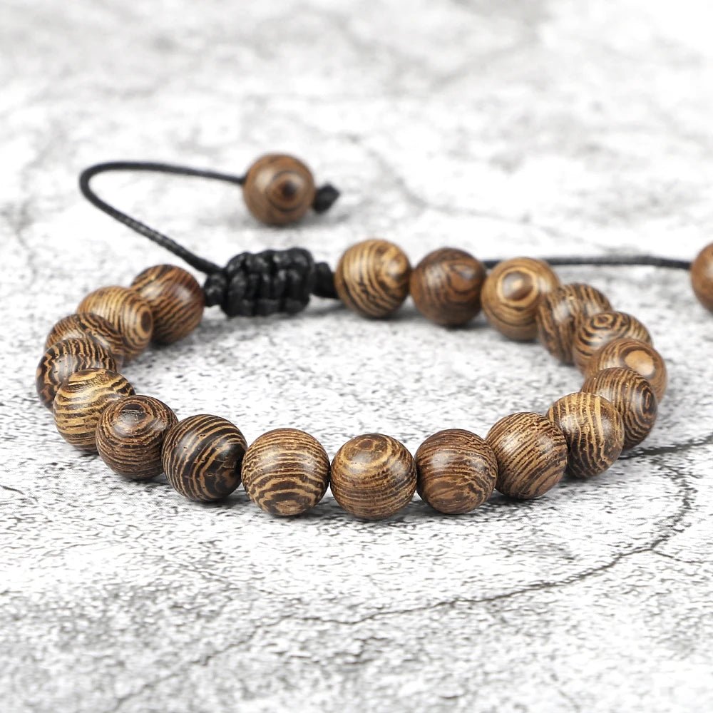 Natural Wood Bead Tibetan Buddha Bracelet - Image 5