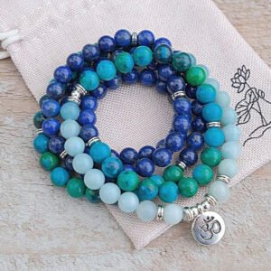 Armband Mala "Akzeptanz" in Chrysocolla, Lapislazuli & Amazonit