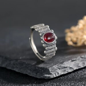 Verstellbar "Ananda" Ring in Granat & Silber