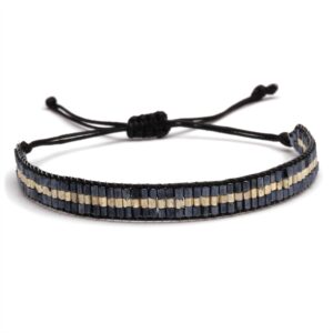 Glass Seed Beads Triplex Row Strip Bracelet