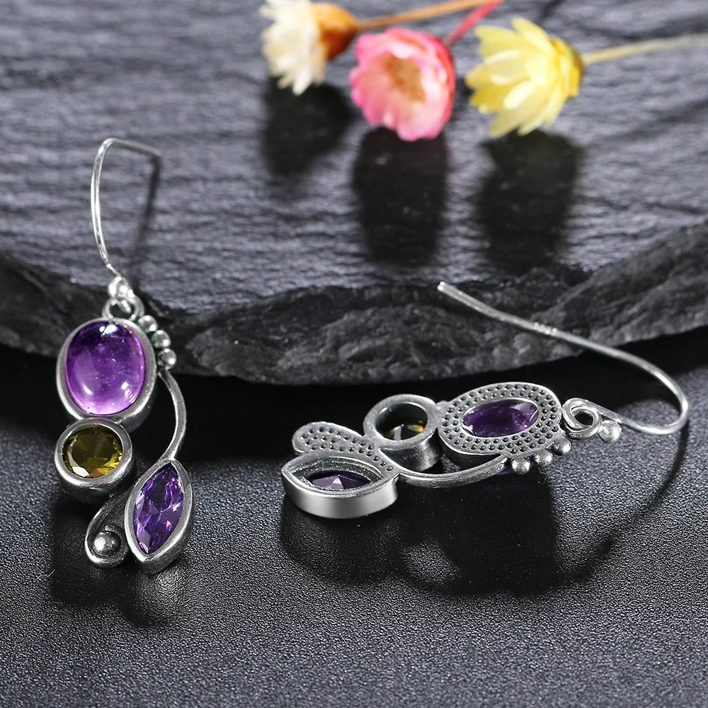 Amethyst & Peridot "Cascade of Serenity" Earrings – Bild 6