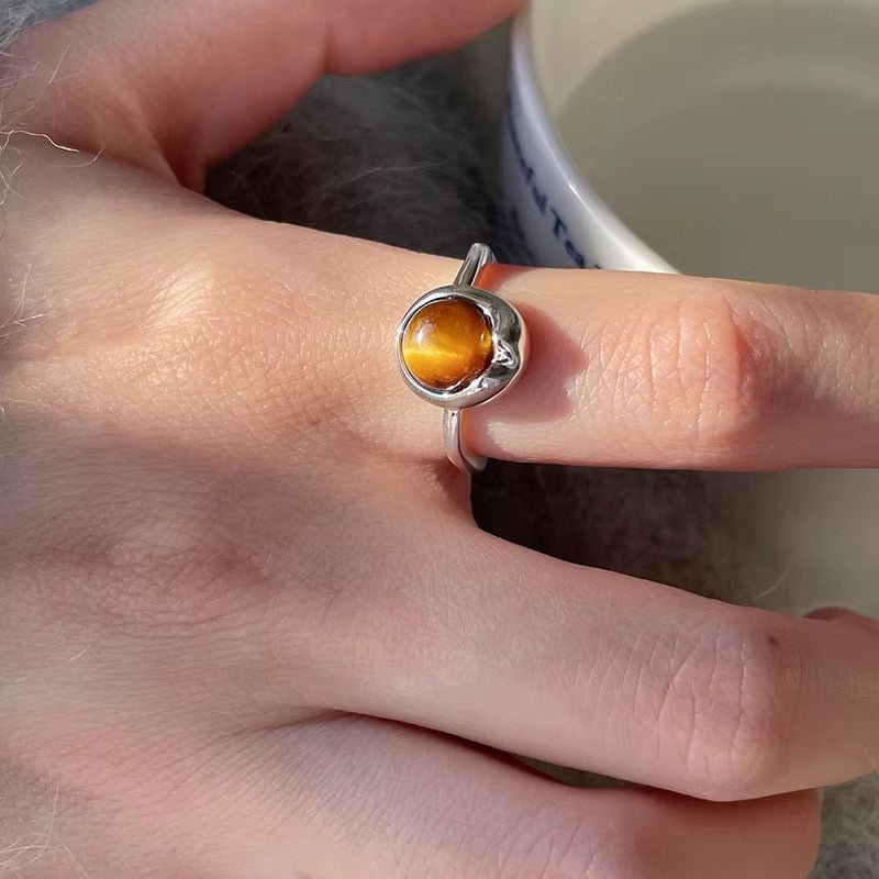 Adjustable "Shakti" Ring in Tiger's Eye & Silver – Bild 3