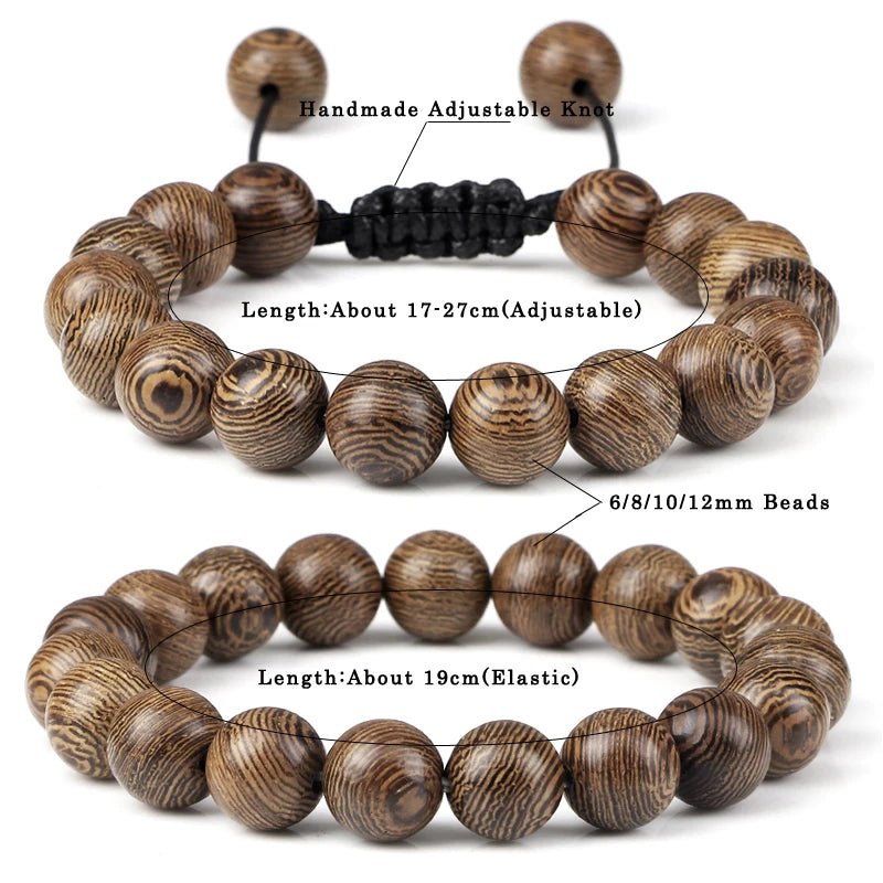 Natural Wood Bead Tibetan Buddha Bracelet - Image 6