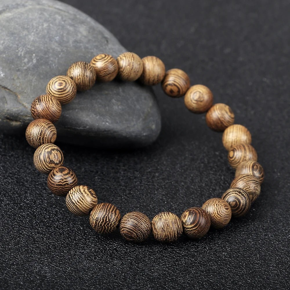 Natural Wood Bead Tibetan Buddha Bracelet - Image 4