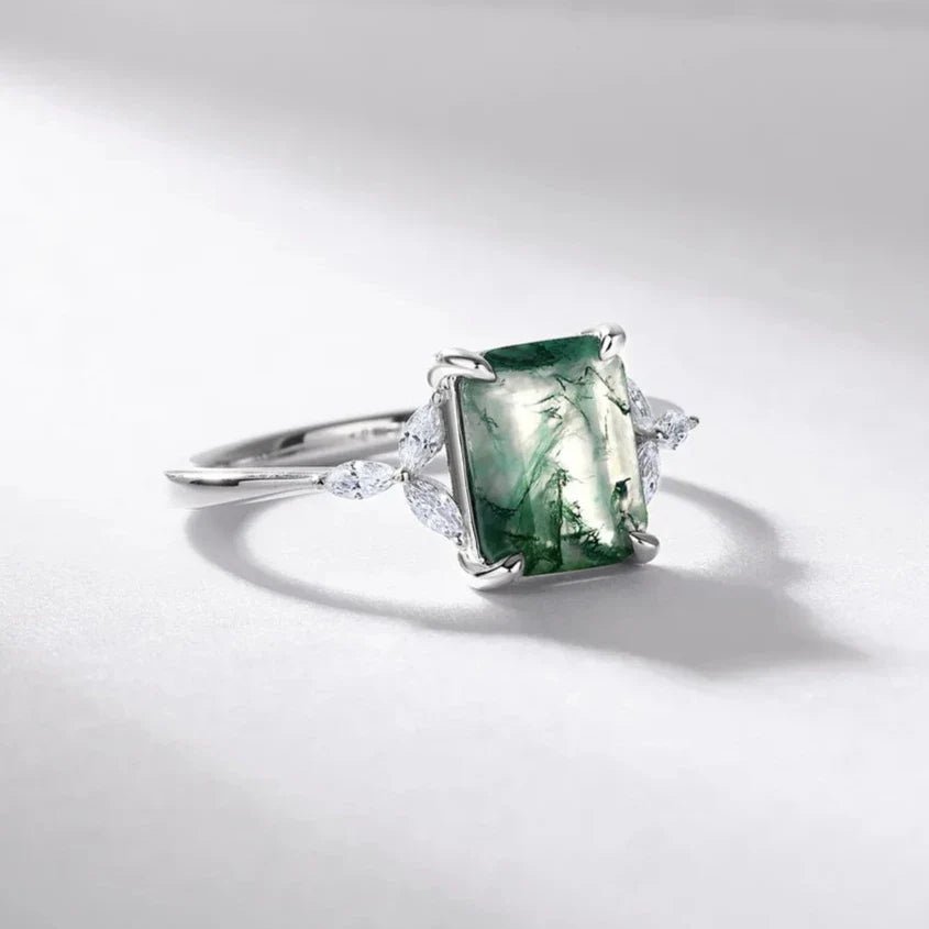 "Verdant Balance" ring in Moss Agate and Silver – Bild 3