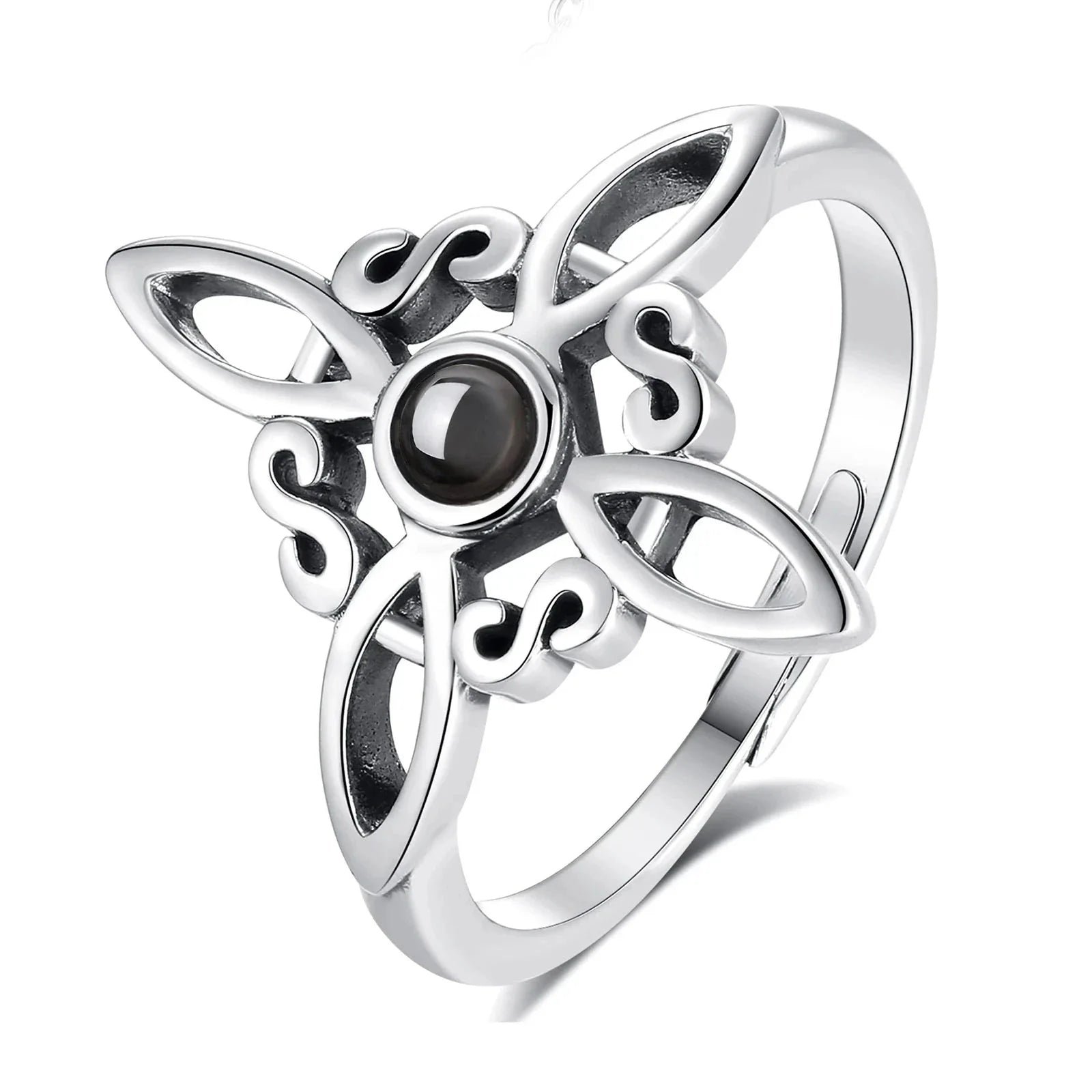 Adjustable Ring "Mystic Energy" in Witch's Knot & Obsidian – Bild 4