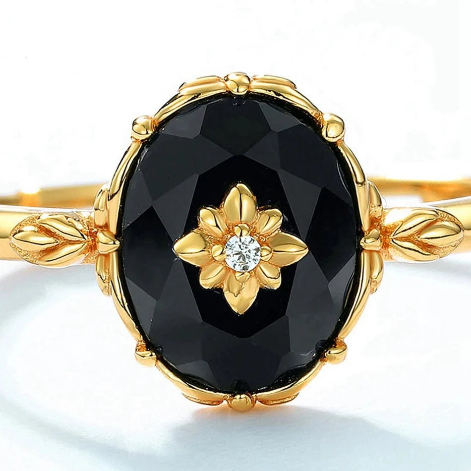 Adjustable Ring "Nocturnal Charm" in Black Agate – Bild 4