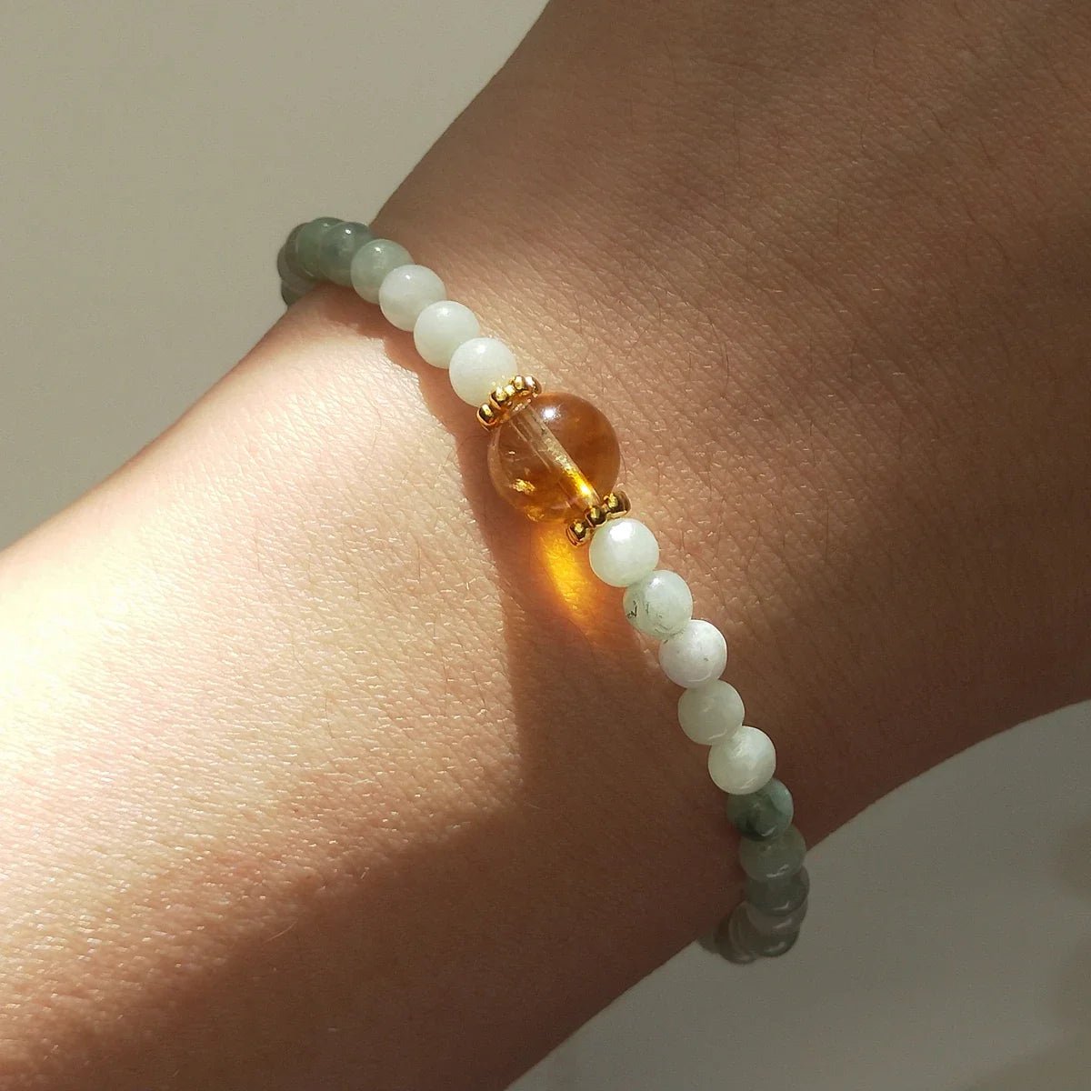 Bracelet "Spark of Joy" in Jadeite & Citrine – Bild 2