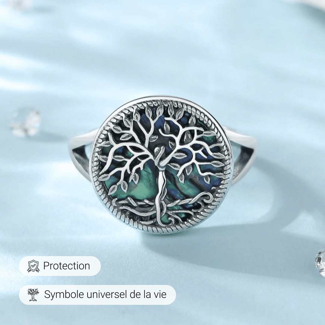 Adjustable "Tree of Life" Ring in Mother-of-Pearl – Bild 3
