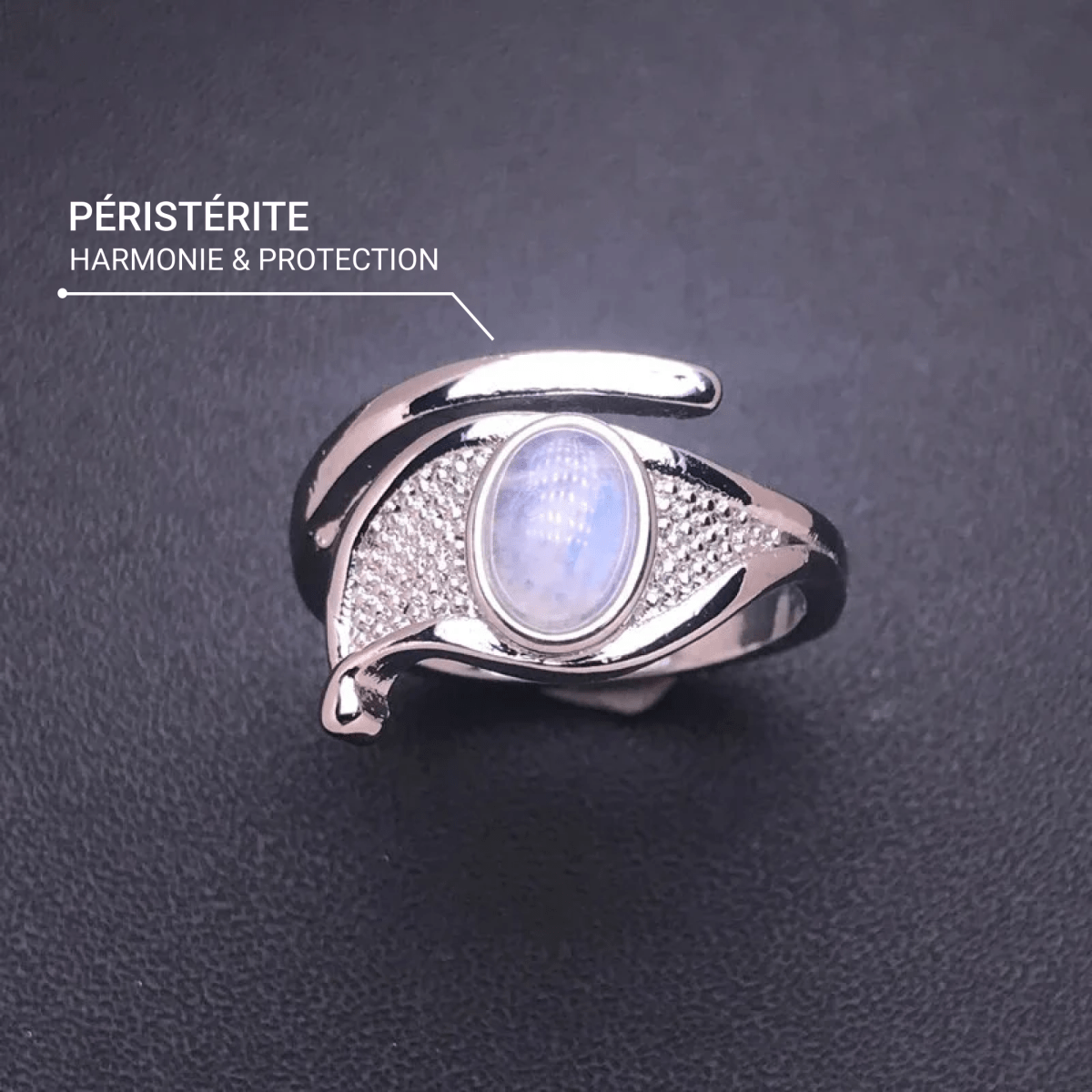 Adjustable Ring "Protective Aura" in White Labradorite – Bild 3