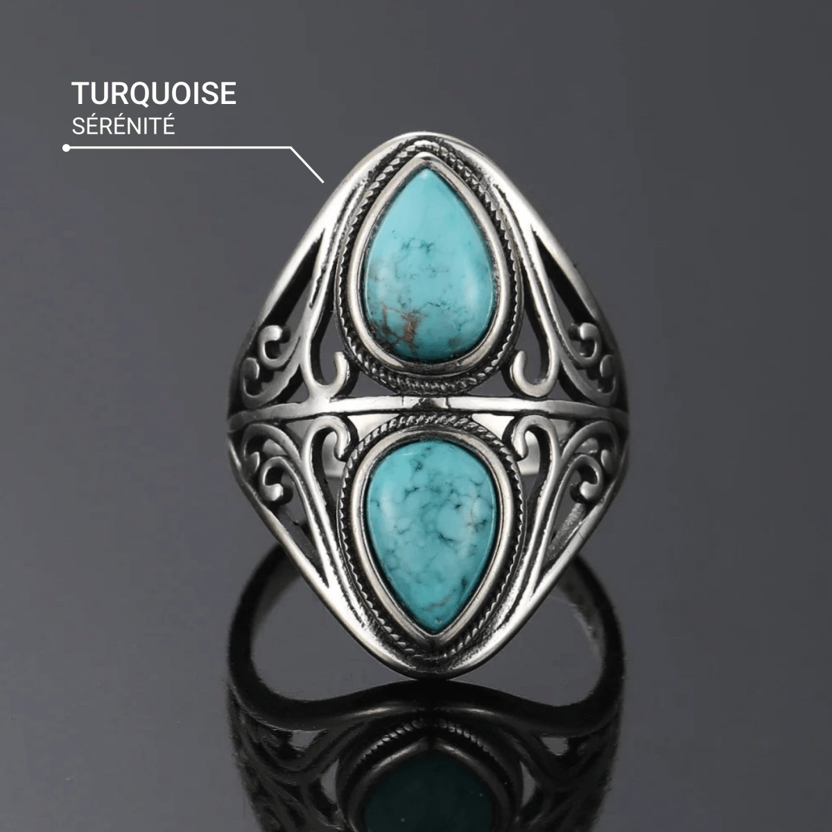 "Echo Protector" Ring in Turquoise & Silver – Bild 4