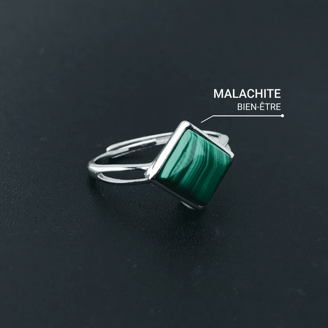 Adjustable Ring "Verdant Sparkle" in Malachite - Square Shape – Bild 4