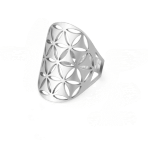 Naturstein Blume des Lebens Edelstahl Ring