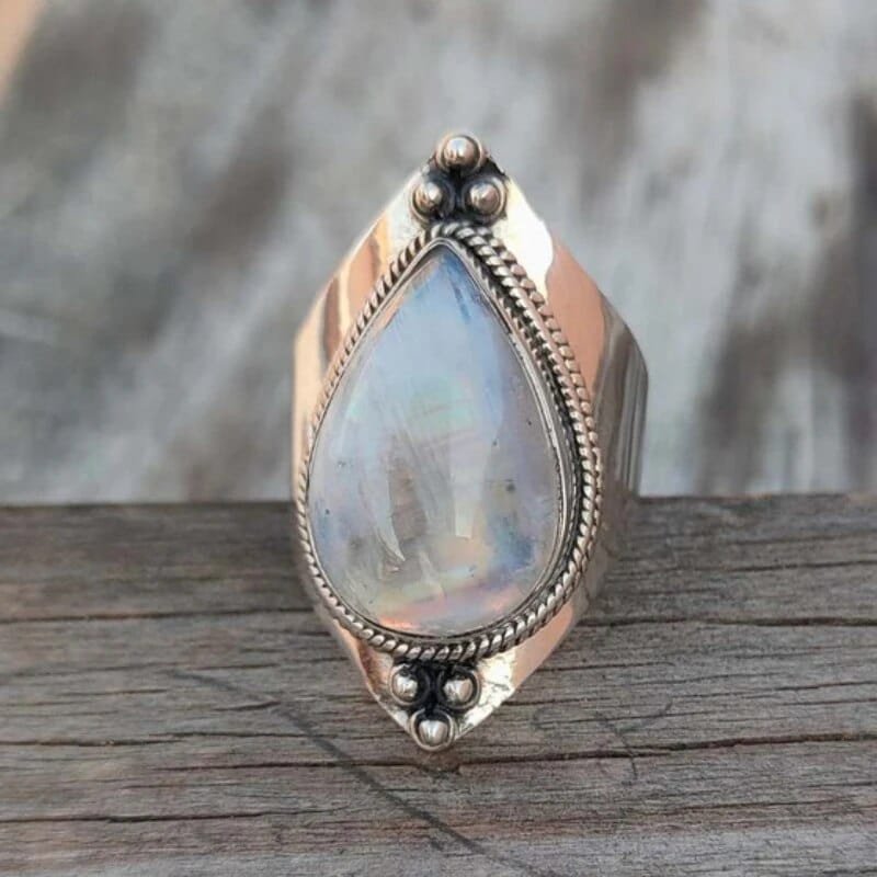 Natural Mondstein und Zinc Alloy Gemstone Ring