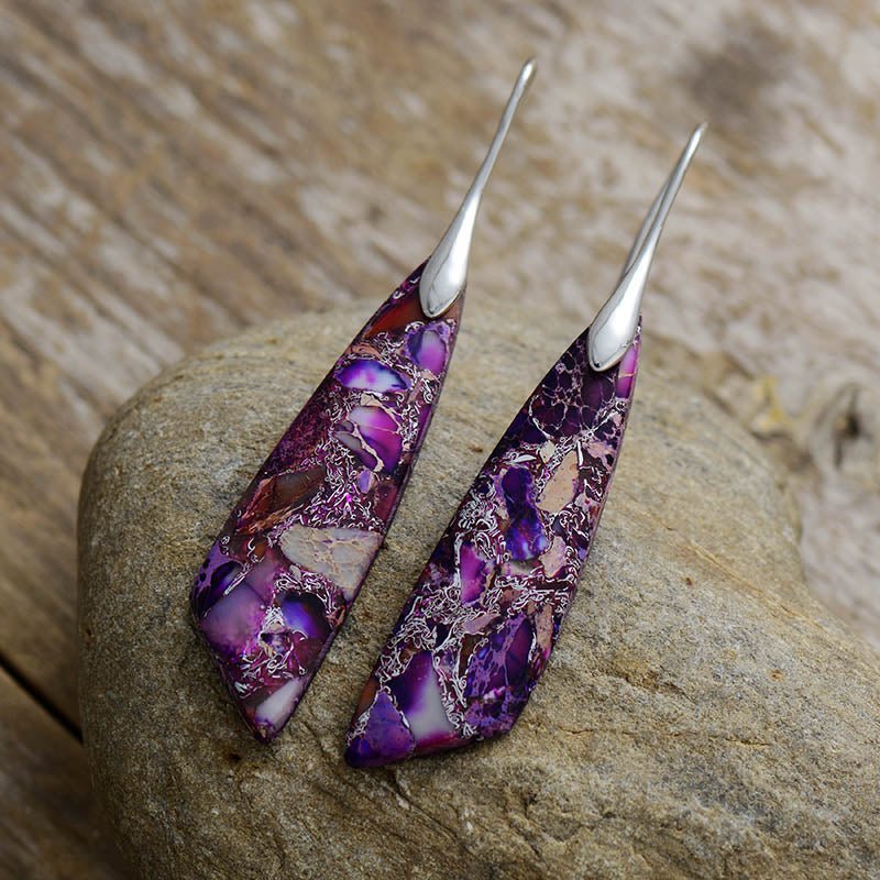 Dangling Earrings in Purple Jasper – Bild 4