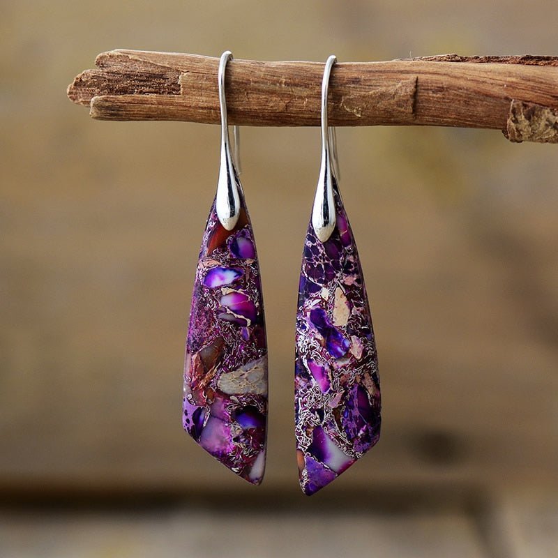 Dangling Earrings in Purple Jasper – Bild 3