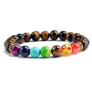 7 chakras tiger eye bracelet