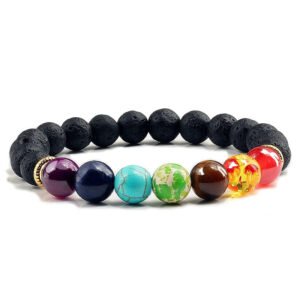 7 chakra bracelet and lava stone