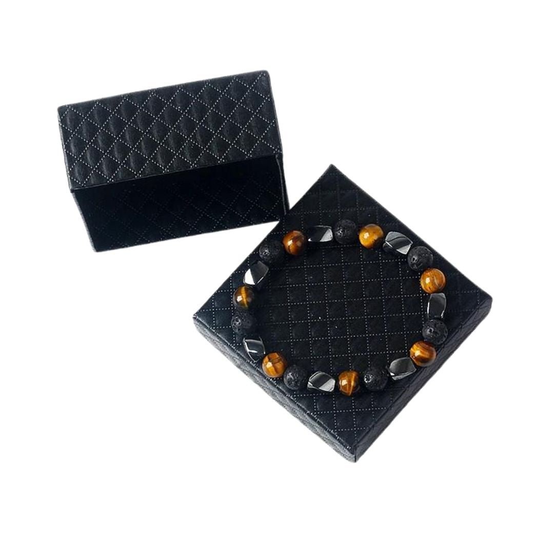 Bracelet Triple Protection in Lava Stone, Tiger Eye & Hematite – Bild 4