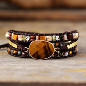 Bracelet Wrap "Conscience" in Tiger's Eye