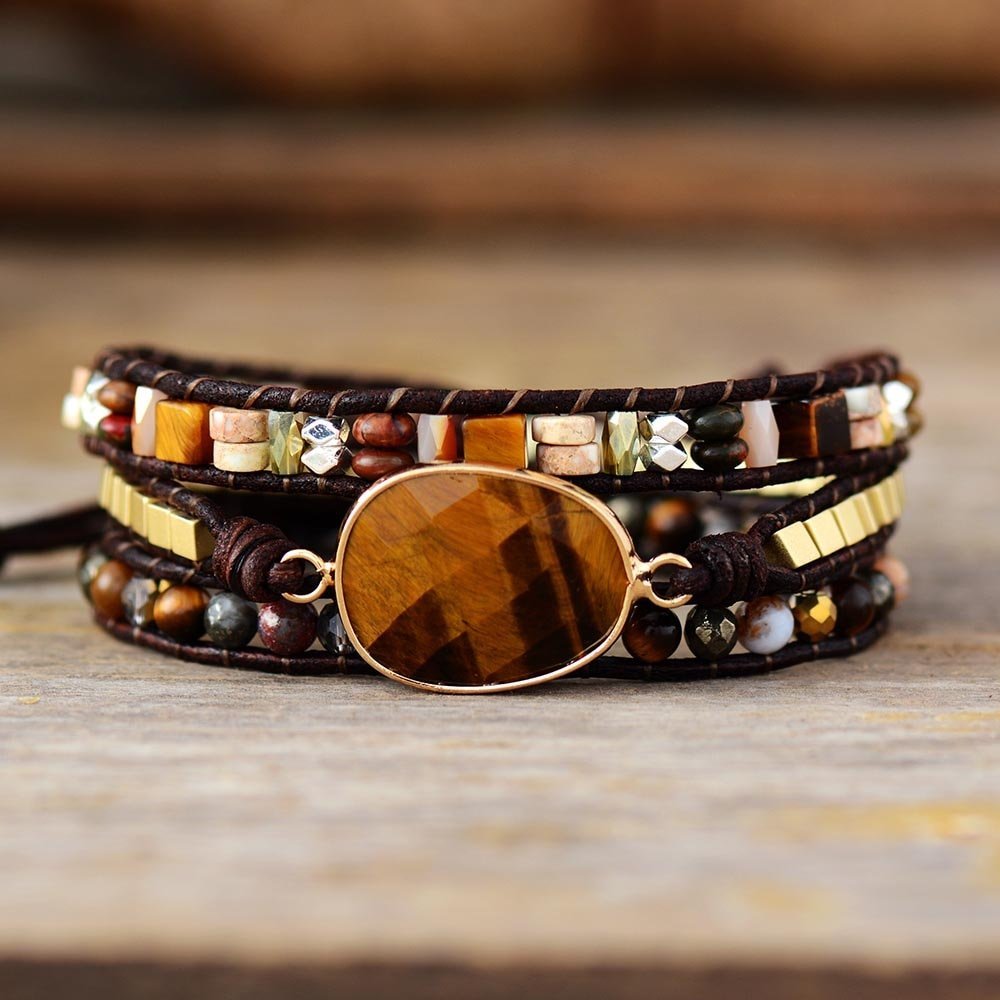 Wickelarmband „Bewusstsein“ aus Tigerauge