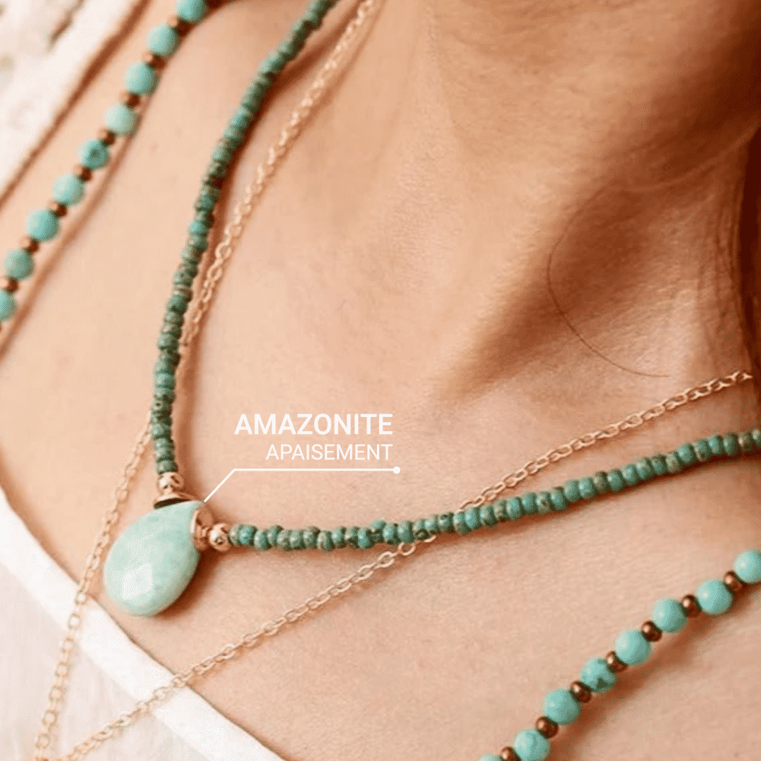 Amazonite Drop Necklace & Jasper Beads - Image 2