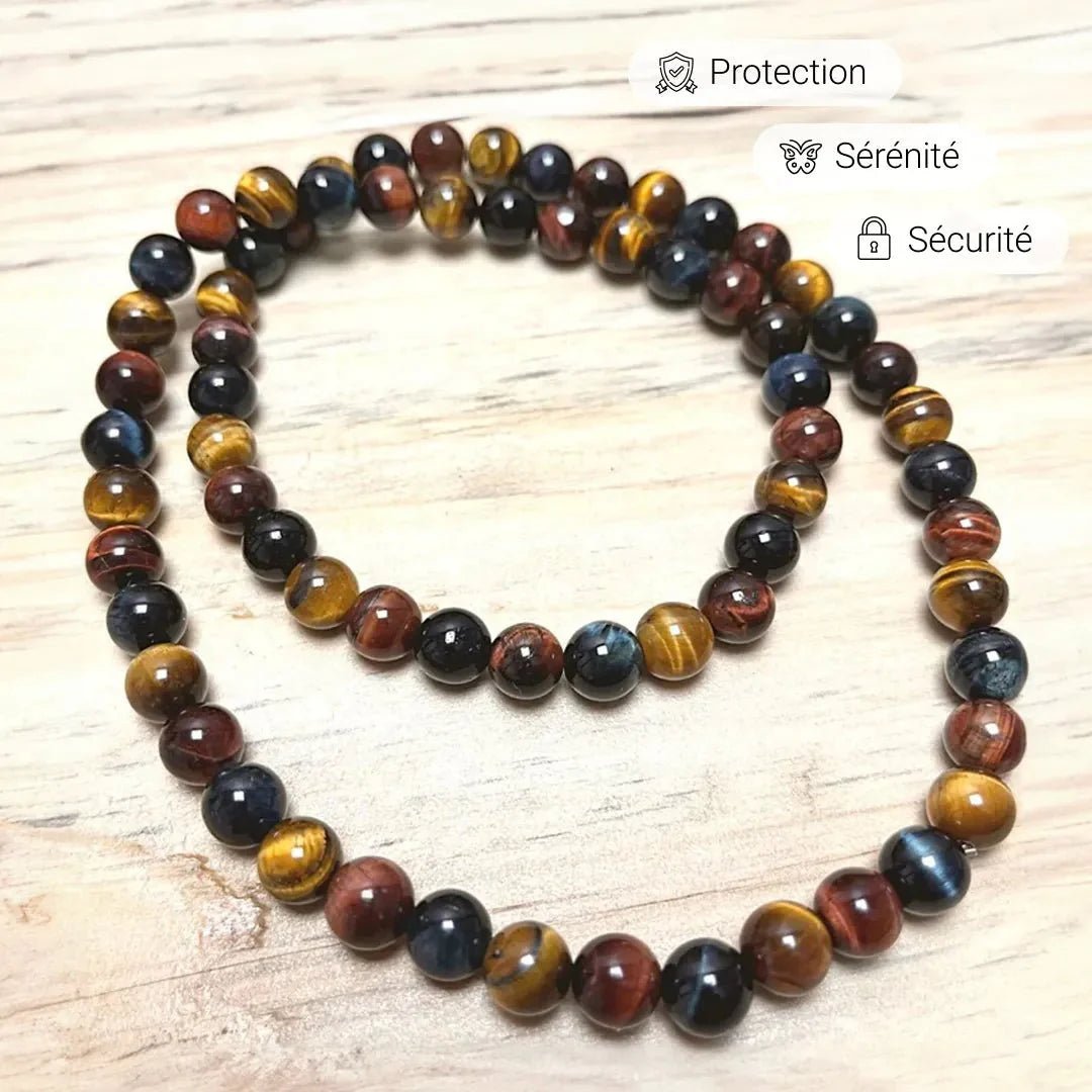 "Multiple Eye" necklace in Tiger's Eye, Hawk's Eye & Bull's Eye - Image 6