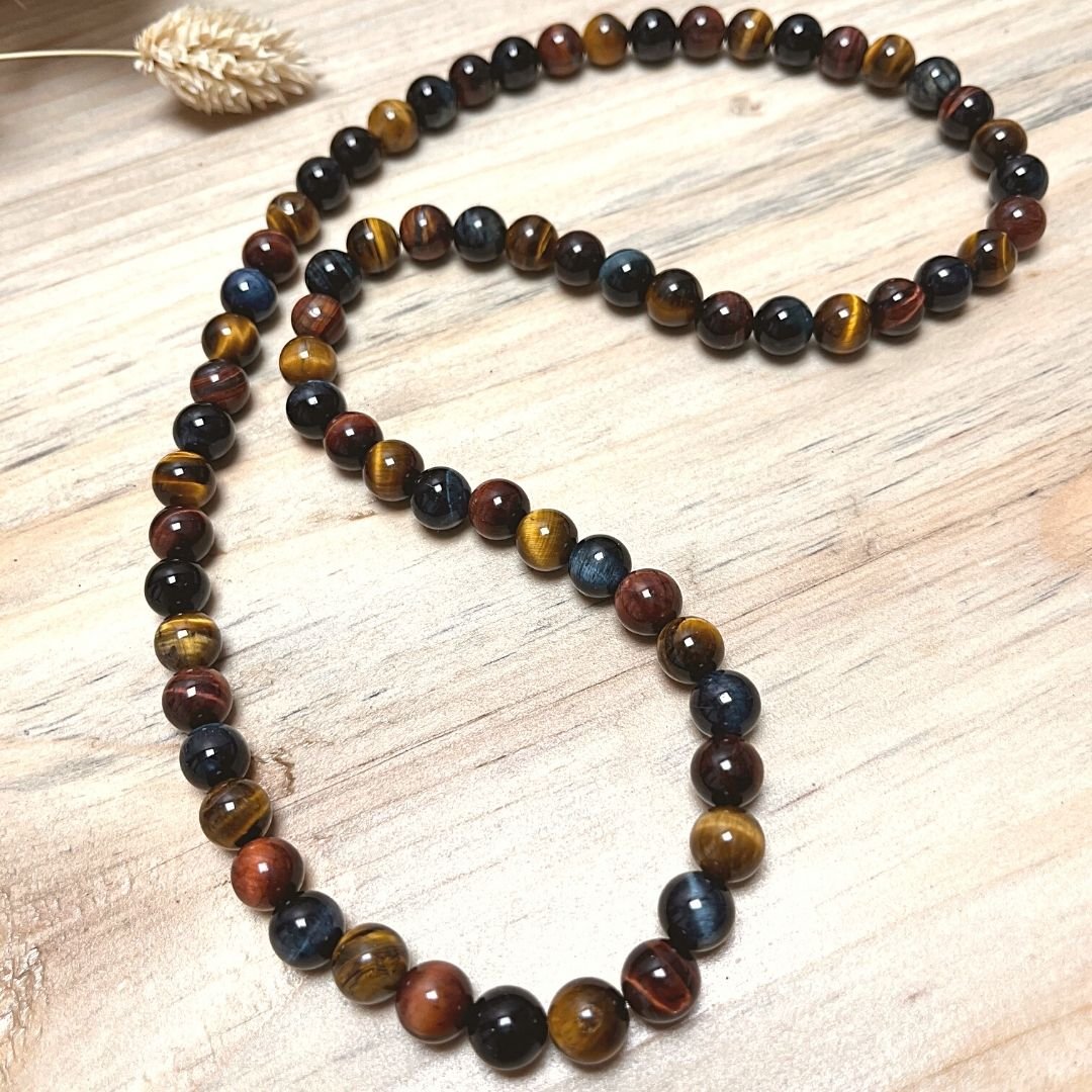 "Multiple Eye" necklace in Tiger's Eye, Hawk's Eye & Bull's Eye - Image 4