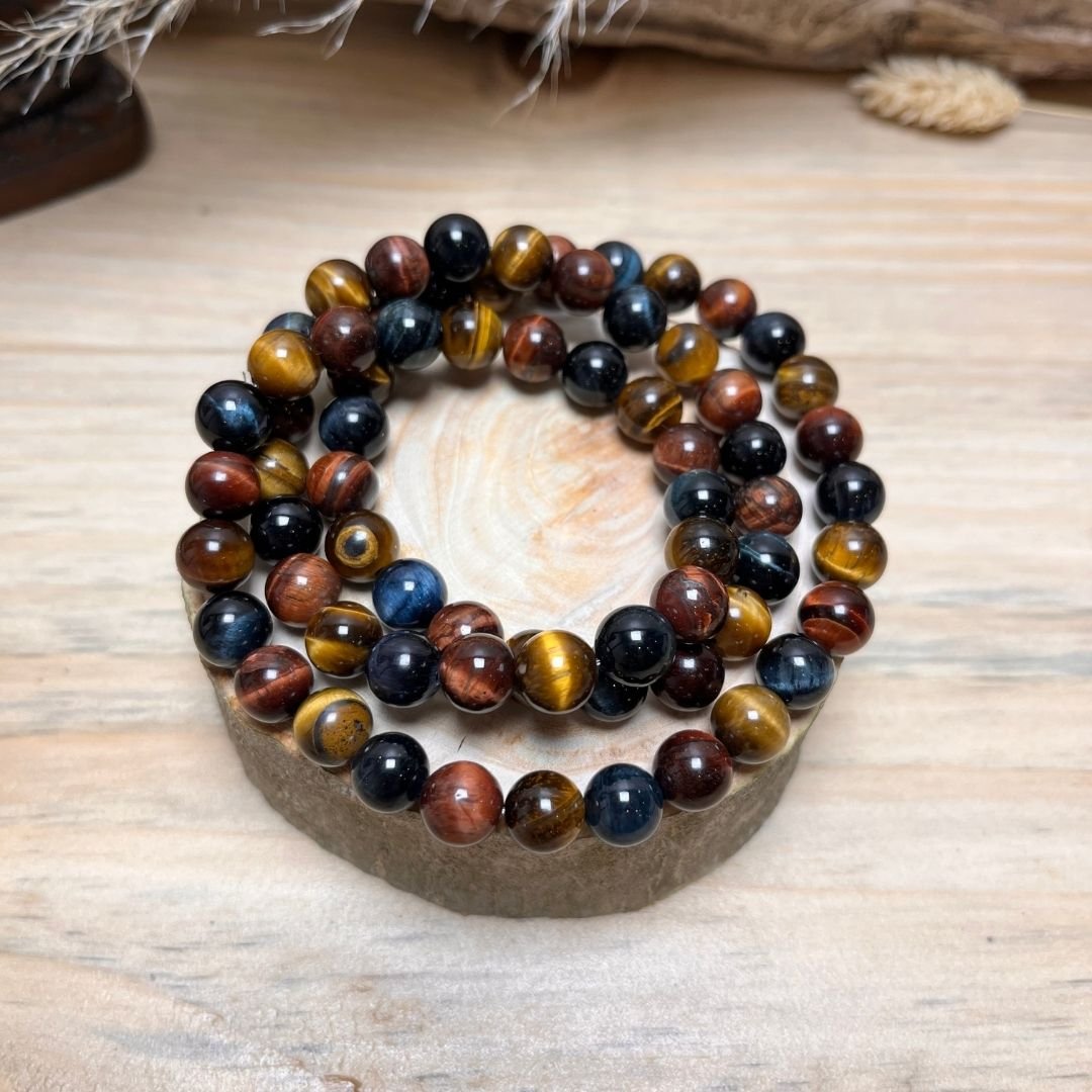 "Multiple Eye" necklace in Tiger's Eye, Hawk's Eye & Bull's Eye - Image 5