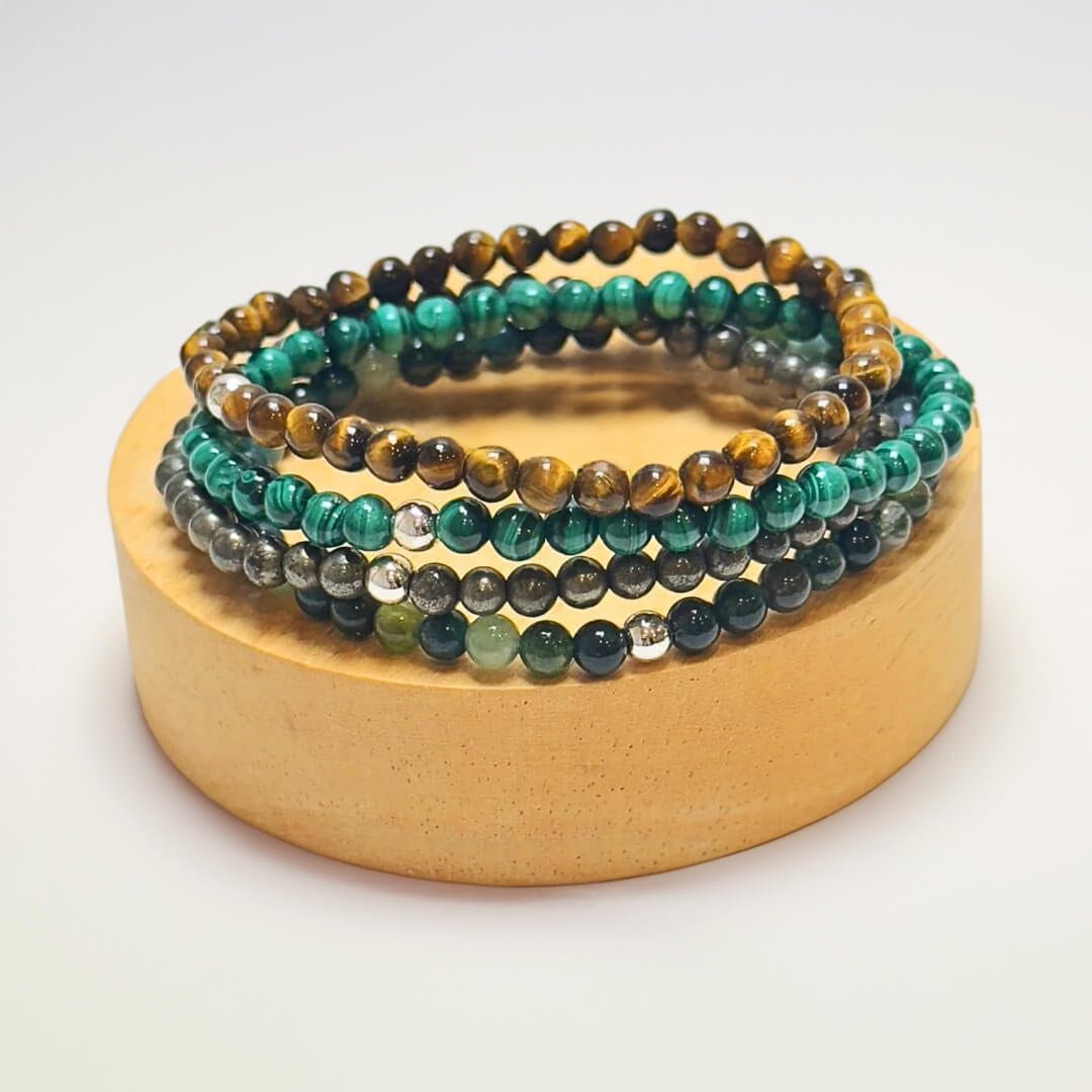 Naturstein-Armband-Set mit Pyrit
