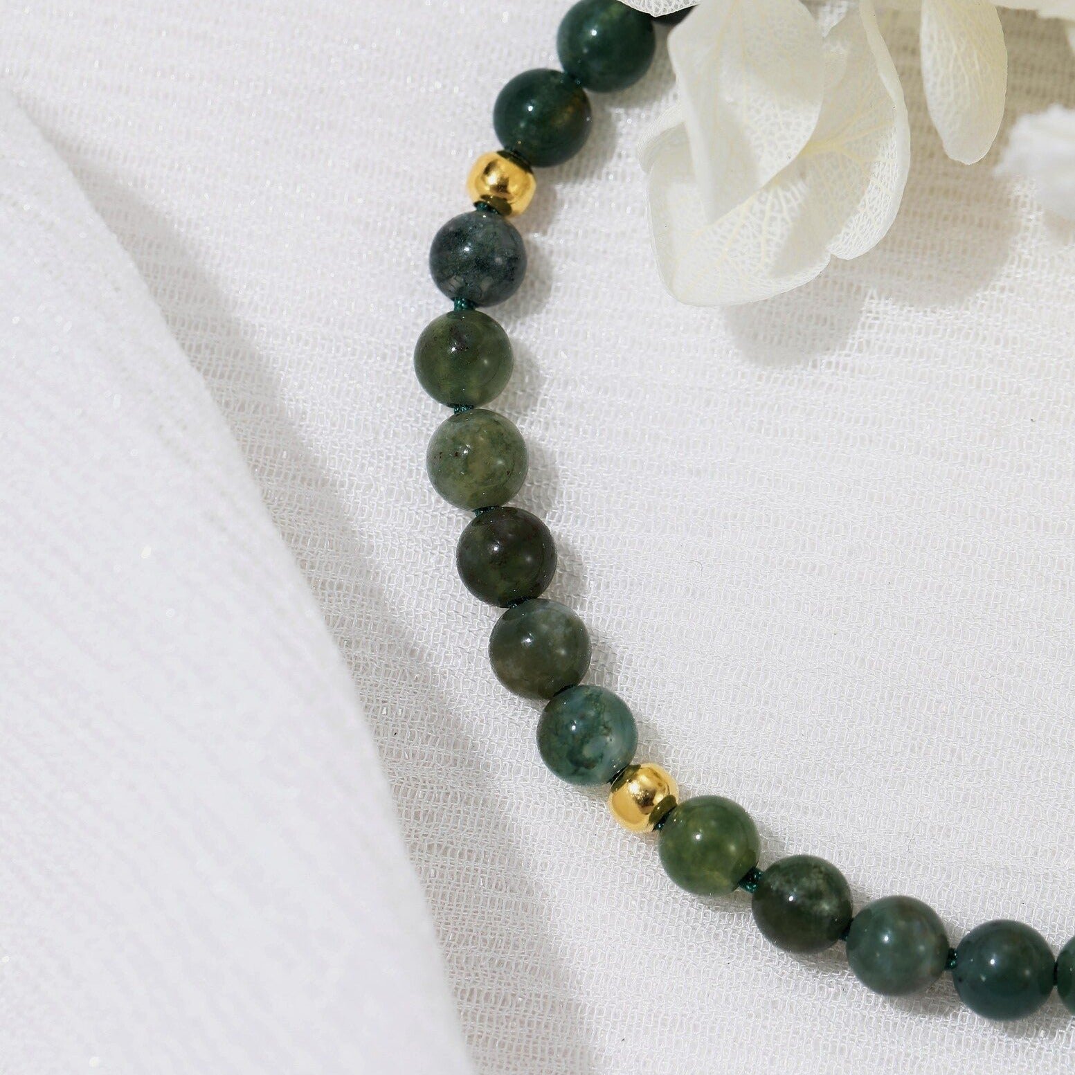 Adjustable Bracelet "Serenity" in Moss Agate – Bild 3