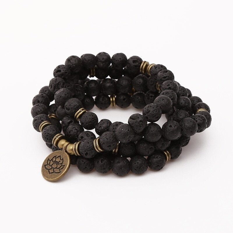 Tibetan lava stone mala – Bild 3