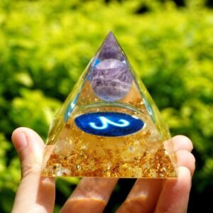 Sternzeichen-Orgonit-Pyramide Widder mit Amethyst & Citrin