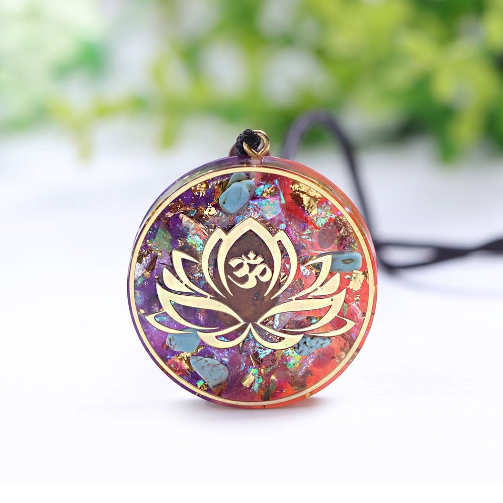 Anhänger Orgonit "Lotus-Om" in Türkis & Tigerauge