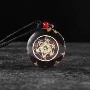 Orgonit-Anhänger „Metatrons Kraft“ mit Obsidian & Granat